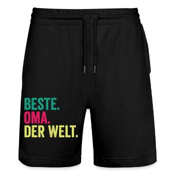 Großmutter Oma - Stanley/Stella Unisex Bio Joggingshorts Trainer  - Schwarz - Vorne - Nik (191cm) & Marisol (170cm)