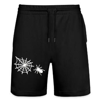 spider spider web - Stanley/Stella Trainer Unisex Organic Jogging Shorts - black - Front - Nik (191cm) & Marisol (170cm)