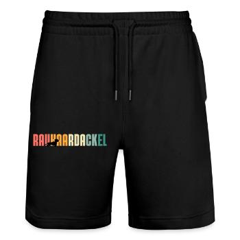 Rauhaardackel2 - Stanley/Stella Unisex Bio Joggingshorts Trainer  - Schwarz - Vorne - Nik (191cm) & Marisol (170cm)