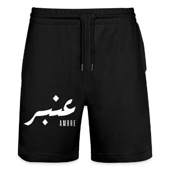 Bernsteinname auf Arabisch - Stanley/Stella Unisex Bio Joggingshorts Trainer  - Schwarz - Vorne - Nik (191cm) & Marisol (170cm)