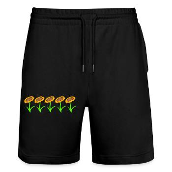 Viele Kleine Sonnenblumen Sonnen Fünf Blumen Reihe - Stanley/Stella Unisex Bio Joggingshorts Trainer  - Schwarz - Vorne - Nik (191cm) & Marisol (170cm)