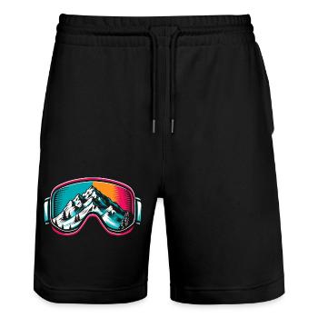 Ski Goggles Skier Skiing Winter Sports Skis - Stanley/Stella Trainer Unisex Organic Jogging Shorts - black - Front - Nik (191cm) & Marisol (170cm)