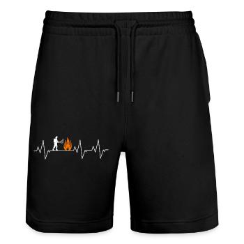 ECG des battements cardiaques des pompiers - Short de jogging bio TRAINER Stanley/Stella unisexe - noir - Devant - Nik (191cm) & Marisol (170cm)