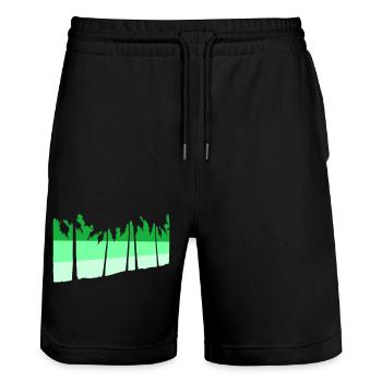 palmiers île arbres plage vacances mer - Short de jogging bio TRAINER Stanley/Stella unisexe - noir - Devant - Nik (191cm) & Marisol (170cm)