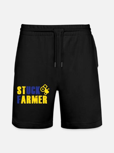 STUCK FARMER YELLOW BLUE - Stanley/Stella Trainer Unisex Organic Jogging Shorts - black