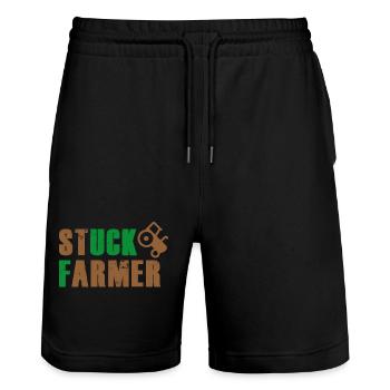STUCK FARMER BROWN GREEN - Stanley/Stella Trainer Unisex Organic Jogging Shorts - black - Front - Nik (191cm) & Marisol (170cm)