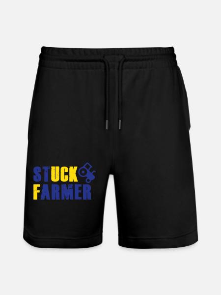 STUCK FARMER BLUE YELLOW - Stanley/Stella Trainer Unisex Organic Jogging Shorts - black