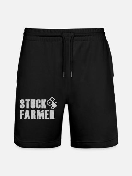 STUCK FARMER MID GREY - Stanley/Stella Trainer Unisex Organic Jogging Shorts - black
