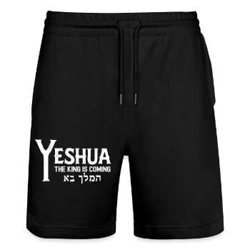 Jeschua – Der König kommt Ein und inspirierender - Stanley/Stella Unisex Bio Joggingshorts Trainer  - Schwarz - Vorne - Nik (191cm) & Marisol (170cm)