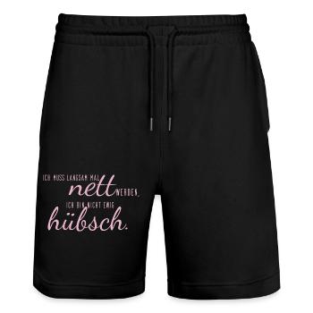 sprüche nett hübsch - Stanley/Stella Unisex Bio Joggingshorts Trainer  - Schwarz - Vorne - Nik (191cm) & Marisol (170cm)
