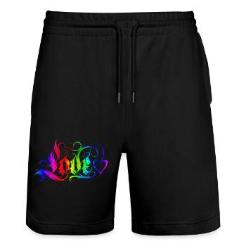 Liebe Zitate amore Blumen Frauen Mädchen Mode weiblich - Stanley/Stella Unisex Bio Joggingshorts Trainer  - Schwarz - Vorne - Nik (191cm) & Marisol (170cm)