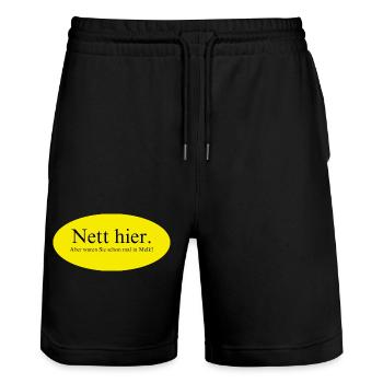 Nett hier, aber waren Sie schon mal in Melk? - Stanley/Stella Unisex Bio Joggingshorts Trainer  - Schwarz - Vorne - Nik (191cm) & Marisol (170cm)