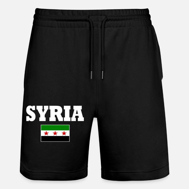 Syria Flag - Stanley/Stella Trainer Unisex Organic Jogging Shorts - black