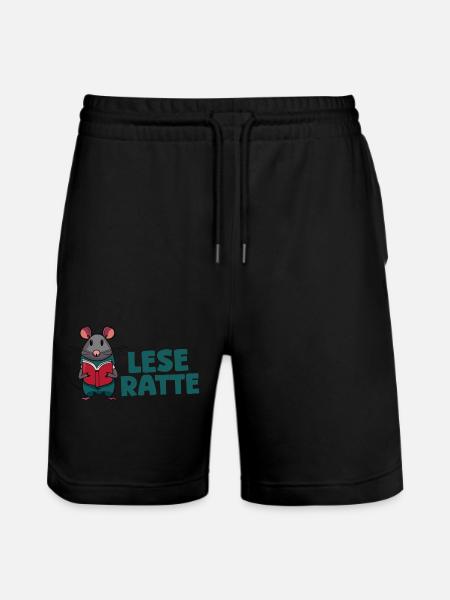 Leseratte - Stanley/Stella Unisex Bio Joggingshorts Trainer - Schwarz