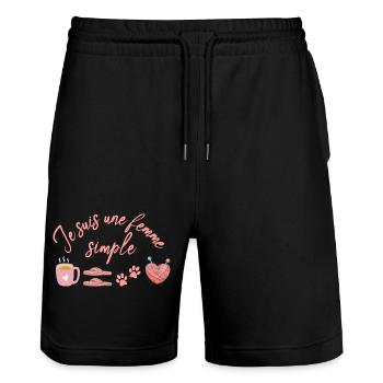 Je suis une femme simple - Short de jogging bio TRAINER Stanley/Stella unisexe - noir - Devant - Nik (191cm) & Marisol (170cm)