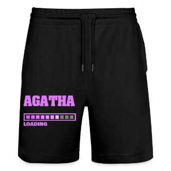 Agatha als Baby - Stanley/Stella Unisex Bio Joggingshorts Trainer  - Schwarz - Vorne - Nik (191cm) & Marisol (170cm)