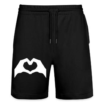Coeur Signe de la main Coeur Geste de la main - Short de jogging bio TRAINER Stanley/Stella unisexe - noir - Devant - Nik (191cm) & Marisol (170cm)