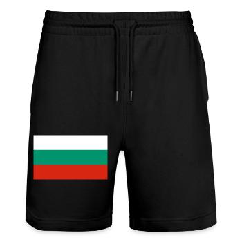 Bulgaria - Stanley/Stella Trainer Unisex Organic Jogging Shorts - black - Front - Nik (191cm) & Marisol (170cm)