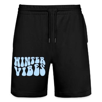 Groovy Funny Winter Vibes Snow, Winter Lovers - Stanley/Stella Trainer Unisex Organic Jogging Shorts - black - Front - Nik (191cm) & Marisol (170cm)
