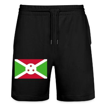 Burundija - Stanley/Stella Trainer Unisex Organic Jogging Shorts - black - Front - Nik (191cm) & Marisol (170cm)
