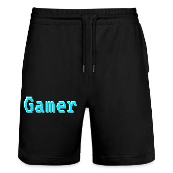 Gamer - Stanley/Stella Unisex Bio Joggingshorts Trainer  - Schwarz - Vorne - Nik (191cm) & Marisol (170cm)