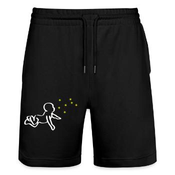 ReNaissance bébé blanc Phoenix jaune - Short de jogging bio TRAINER Stanley/Stella unisexe - noir - Devant - Nik (191cm) & Marisol (170cm)