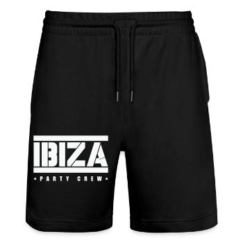 Ibiza Party Crew - Stanley/Stella Trainer Unisex Organic Jogging Shorts - black - Front - Nik (191cm) & Marisol (170cm)