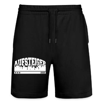 Aufsteiger 2025 Aufstieg Fußball Handball - Stanley/Stella Unisex Bio Joggingshorts Trainer  - Schwarz - Vorne - Nik (191cm) & Marisol (170cm)
