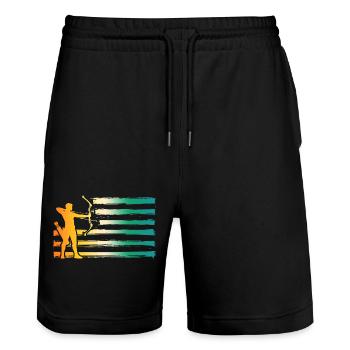 Bogenschütze Bogenschießen - Stanley/Stella Unisex Bio Joggingshorts Trainer  - Schwarz - Vorne - Nik (191cm) & Marisol (170cm)