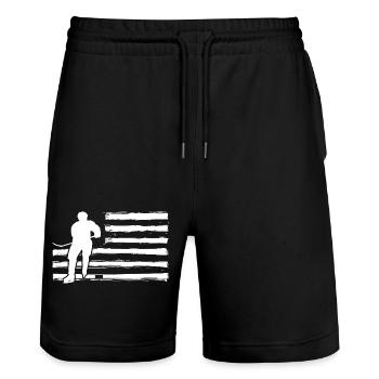 Hockey Players Hockey - Stanley/Stella Trainer Unisex Organic Jogging Shorts - black - Front - Nik (191cm) & Marisol (170cm)