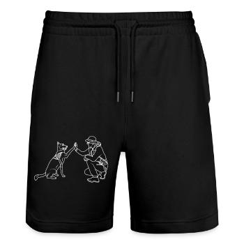 Hund High Five - Stanley/Stella Unisex Bio Joggingshorts Trainer  - Schwarz - Vorne - Nik (191cm) & Marisol (170cm)