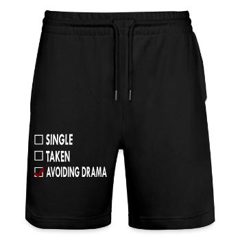 SINGLE AVOIDING DRAMA - Short de jogging bio TRAINER Stanley/Stella unisexe - noir - Devant - Nik (191cm) & Marisol (170cm)