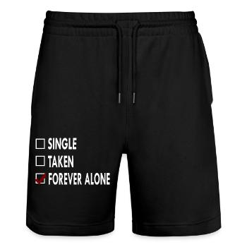 SINGLE FOREVER ALONE - Short de jogging bio TRAINER Stanley/Stella unisexe - noir - Devant - Nik (191cm) & Marisol (170cm)