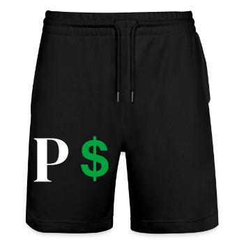 Buchstabe p Dollar - Stanley/Stella Unisex Bio Joggingshorts Trainer  - Schwarz - Vorne - Nik (191cm) & Marisol (170cm)