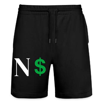 Buchstabe n Dollar - Stanley/Stella Unisex Bio Joggingshorts Trainer  - Schwarz - Vorne - Nik (191cm) & Marisol (170cm)