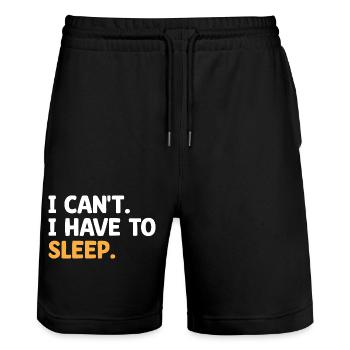 I Can't I Have To Sleep Sayings For Introvert - Stanley/Stella Trainer Unisex Organic Jogging Shorts - black - Front - Nik (191cm) & Marisol (170cm)