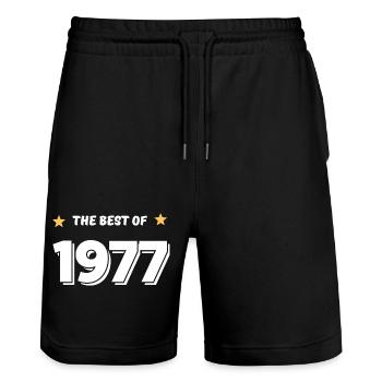 Best of 1977 - Stanley/Stella Trainer Unisex Organic Jogging Shorts - black - Front - Nik (191cm) & Marisol (170cm)