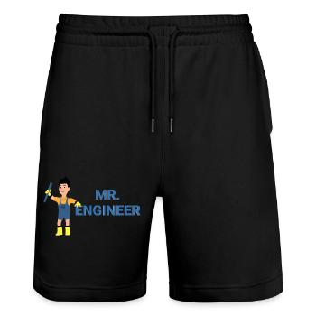 Herr Ingenieur - Stanley/Stella Unisex Bio Joggingshorts Trainer  - Schwarz - Vorne - Nik (191cm) & Marisol (170cm)