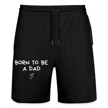 Geboren, um Papa zu sein - Papa Geschenkidee - Stanley/Stella Unisex Bio Joggingshorts Trainer  - Schwarz - Vorne - Nik (191cm) & Marisol (170cm)