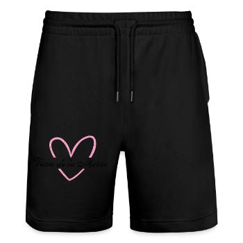 Das Brautteam Pink Herz Glitzer - Stanley/Stella Unisex Bio Joggingshorts Trainer  - Schwarz - Vorne - Nik (191cm) & Marisol (170cm)
