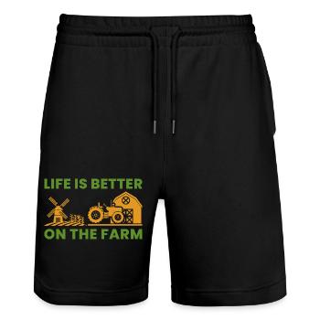 Farming Farmer Vintage Farmer Geschenk Spruch - Stanley/Stella Unisex Bio Joggingshorts Trainer  - Schwarz - Vorne - Nik (191cm) & Marisol (170cm)