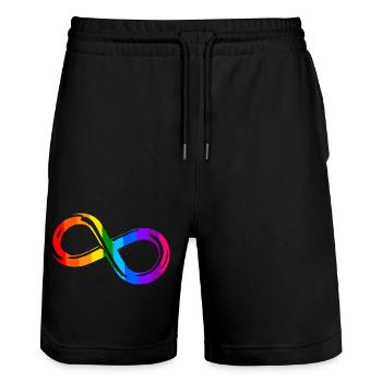 Different, Not Less – Autism Acceptance - Stanley/Stella Trainer Unisex Organic Jogging Shorts - black - Front - Nik (191cm) & Marisol (170cm)