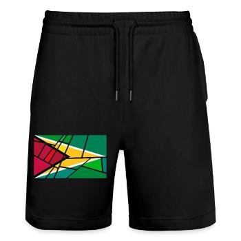 Gift for Guyana - Stanley/Stella Trainer Unisex Organic Jogging Shorts - black - Front - Nik (191cm) & Marisol (170cm)