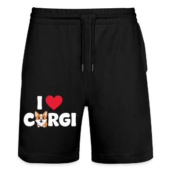 corgi - Stanley/Stella Trainer Unisex Organic Jogging Shorts - black - Front - Nik (191cm) & Marisol (170cm)