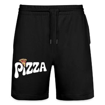 Pizza - Design pour les amateurs de restauration rapide - Short de jogging bio TRAINER Stanley/Stella unisexe - noir - Devant - Nik (191cm) & Marisol (170cm)