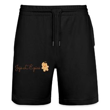 Logo marque Jéjé L'Épicé - Short de jogging bio TRAINER Stanley/Stella unisexe - noir - Devant - Nik (191cm) & Marisol (170cm)