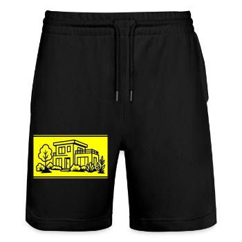 Maison Villa Propriété - Short de jogging bio TRAINER Stanley/Stella unisexe - noir - Devant - Nik (191cm) & Marisol (170cm)