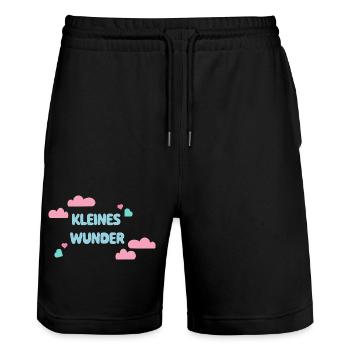 Little Miracle Baby Gift - Birth Gift - Stanley/Stella Trainer Unisex Organic Jogging Shorts - black - Front - Nik (191cm) & Marisol (170cm)