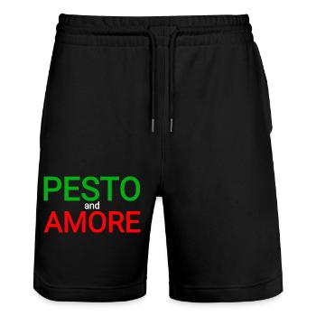 Pesto Amore - Short de jogging bio TRAINER Stanley/Stella unisexe - noir - Devant - Nik (191cm) & Marisol (170cm)