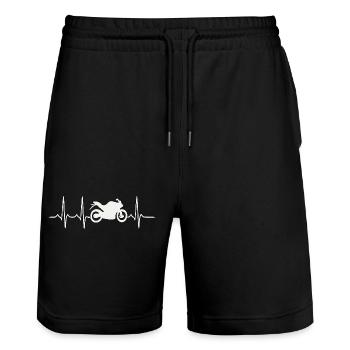 Battement de cœur de moto – Ligne d’impulsion ECG - Short de jogging bio TRAINER Stanley/Stella unisexe - noir - Devant - Nik (191cm) & Marisol (170cm)